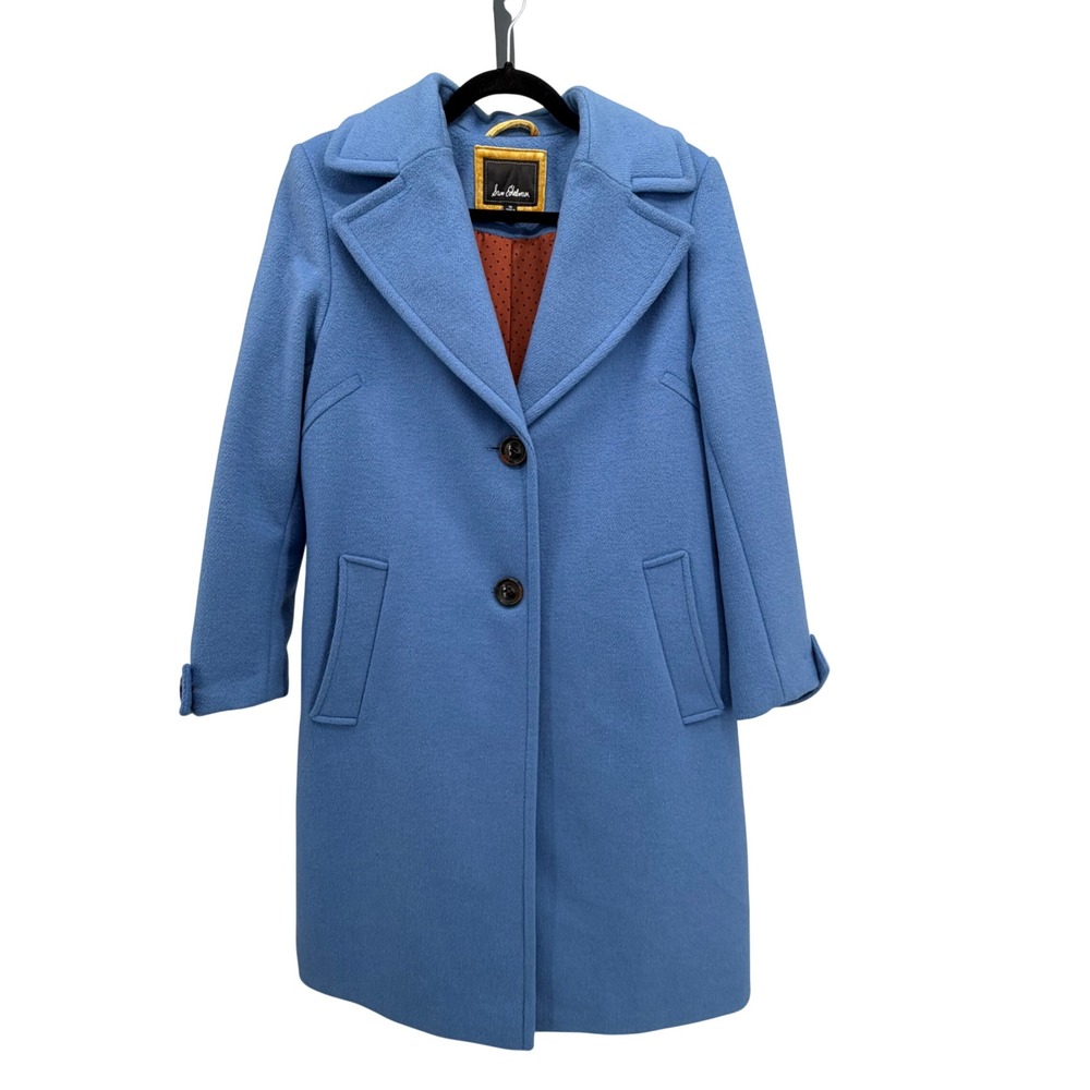 Sam Edelman Wool Blend Coat Lake Blue Long Peacoat Size 10